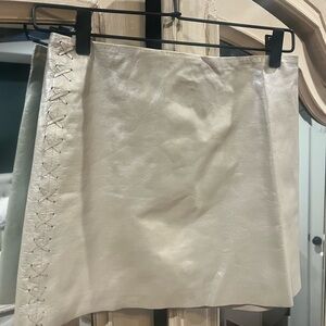Leather Pearl Cream Skirt